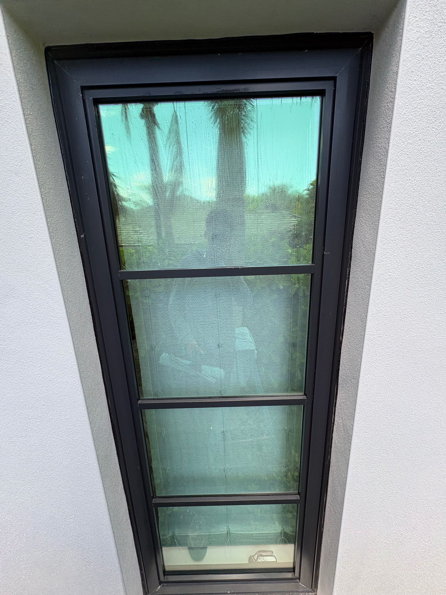 Window glass during professional restoration and cleaning